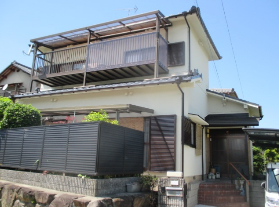 奈良県秋篠町　Ｍ様　外壁ガイナ塗装、屋根葺き替え リフォーム施工事例