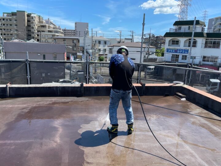 屋上防水　高圧洗浄