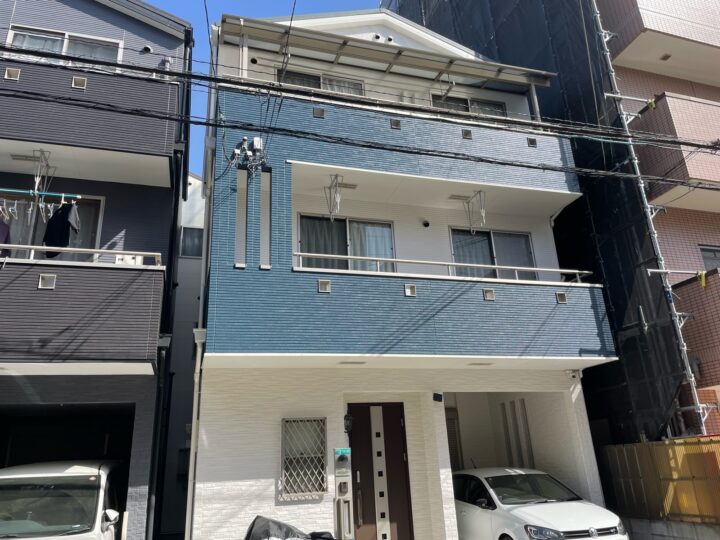 大阪市東成区深江北1丁目　K様邸　外壁塗装工事、屋根カバー工事