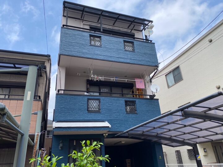 大阪市城東区東中浜6丁目　I様邸　外壁塗装工事、屋根塗装工事、防水工事