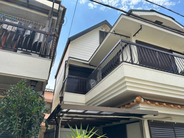 大阪市東淀川区井高野3丁目　K様邸　外壁塗装工事、屋根カバー工事
